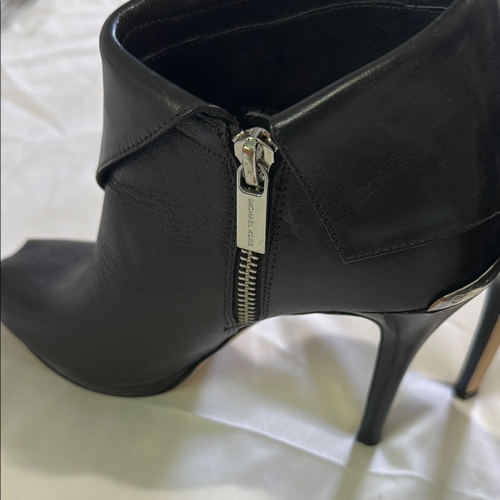 Michael‎ Kors Black Heeled Boots with Peep-Toe Design.